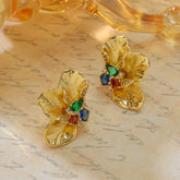 Vintage Niche Petal Coloured Zircon Earrings